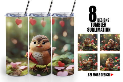 Tumbler Wrap Valentine Wren Bird Sublimation artnoy 