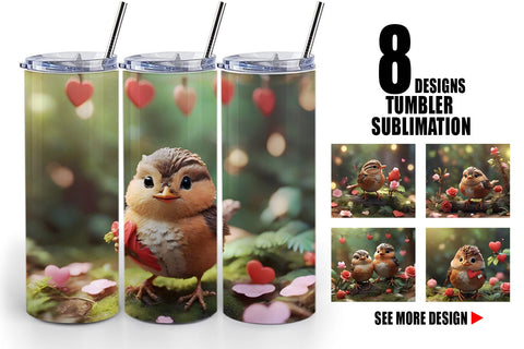 Tumbler Wrap Valentine Wren Bird Sublimation artnoy 