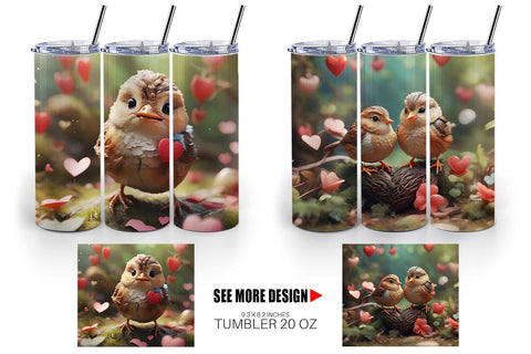 Tumbler Wrap Valentine Wren Bird Sublimation artnoy 