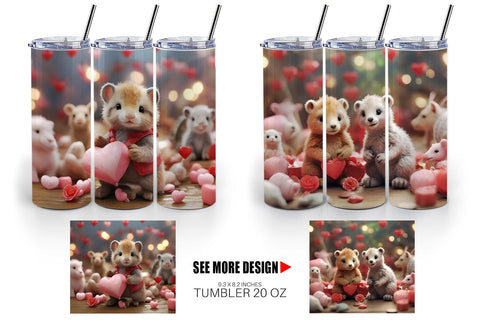 Tumbler Wrap Valentine Zoo Animals Sublimation artnoy 