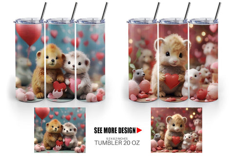 Tumbler Wrap Valentine Zoo Animals Sublimation artnoy 