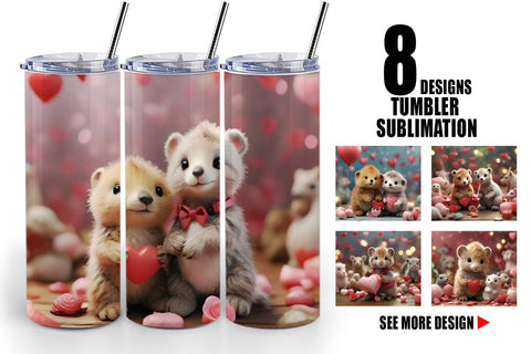 Tumbler Wrap Valentine Zoo Animals Sublimation artnoy 