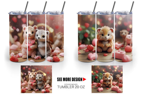 Tumbler Wrap Valentine Zoo Animals Sublimation artnoy 