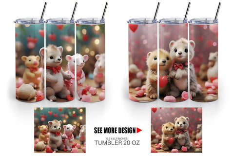 Tumbler Wrap Valentine Zoo Animals Sublimation artnoy 