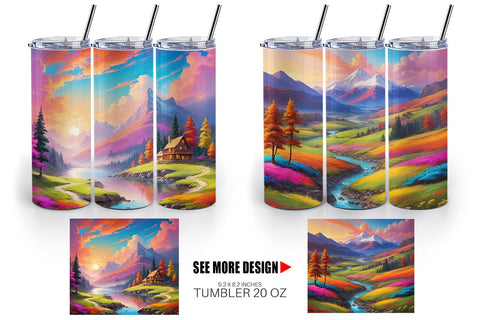 Tumbler Wrap Vibrant Landscape Sublimation artnoy 