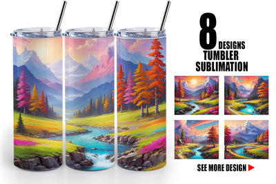 Tumbler Wrap Vibrant Landscape Sublimation artnoy 