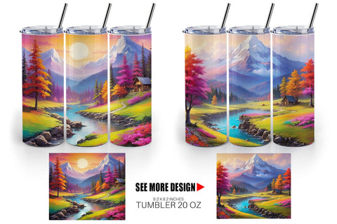 Tumbler Wrap Vibrant Landscape Sublimation artnoy 