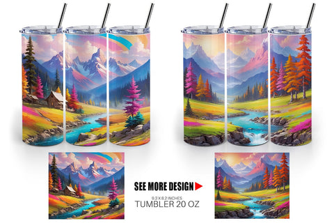 Tumbler Wrap Vibrant Landscape Sublimation artnoy 