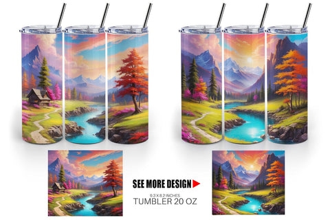 Tumbler Wrap Vibrant Landscape Sublimation artnoy 