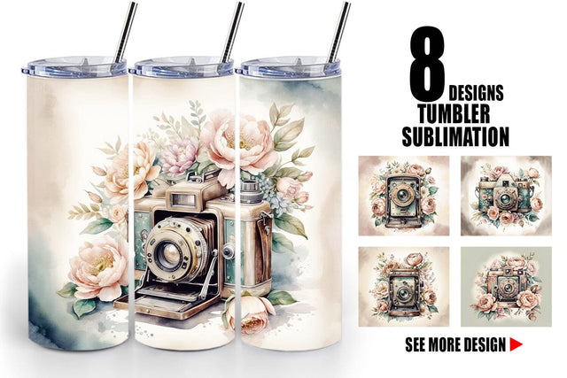 Tumbler Wrap Vintage Camera Sublimation artnoy 