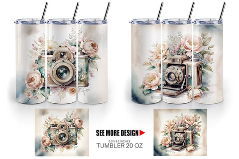 Tumbler Wrap Vintage Camera Sublimation artnoy 