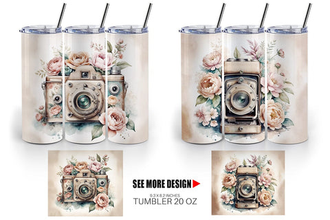 Tumbler Wrap Vintage Camera Sublimation artnoy 