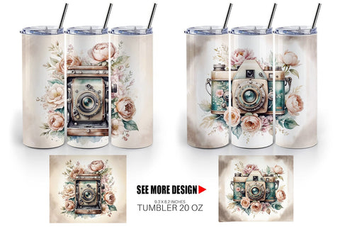 Tumbler Wrap Vintage Camera Sublimation artnoy 