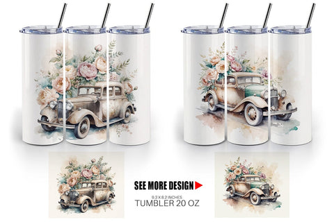 Tumbler Wrap Vintage Car Sublimation artnoy 