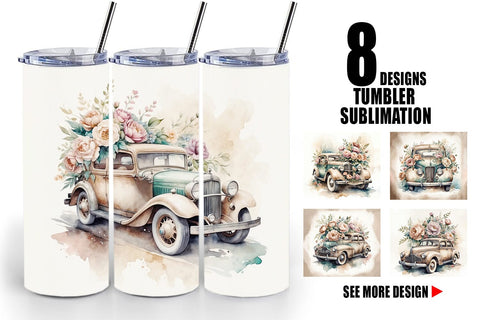 Tumbler Wrap Vintage Car Sublimation artnoy 