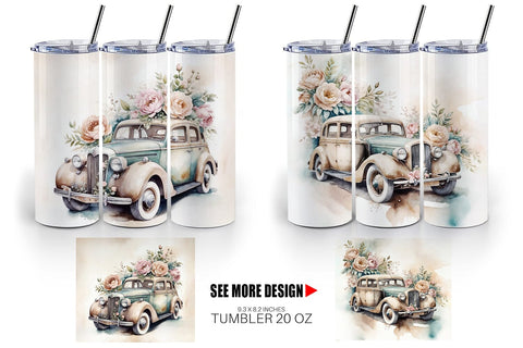 Tumbler Wrap Vintage Car Sublimation artnoy 