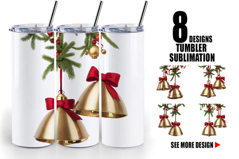 Tumbler Wrap Vintage Christmas Bells Sublimation artnoy 