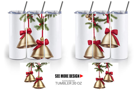 Tumbler Wrap Vintage Christmas Bells Sublimation artnoy 