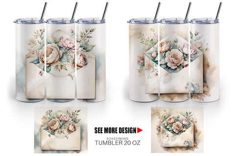 Tumbler Wrap Vintage Envelope Sublimation artnoy 