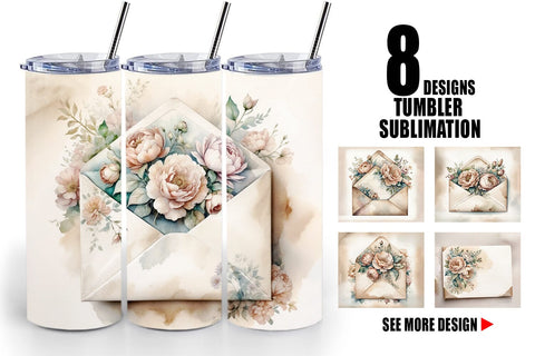Tumbler Wrap Vintage Envelope Sublimation artnoy 