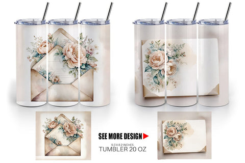 Tumbler Wrap Vintage Envelope Sublimation artnoy 