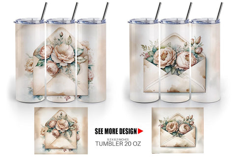 Tumbler Wrap Vintage Envelope Sublimation artnoy 
