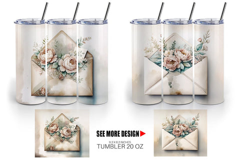 Tumbler Wrap Vintage Envelope Sublimation artnoy 