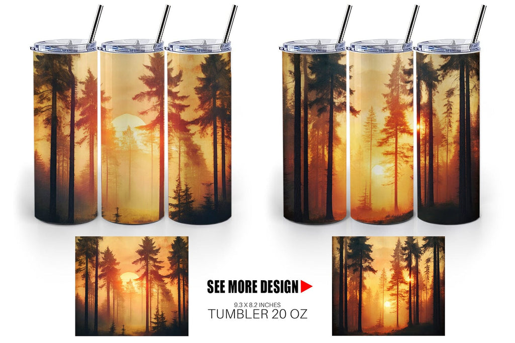 Tumbler Wrap Vintage Forest Sunset - So Fontsy