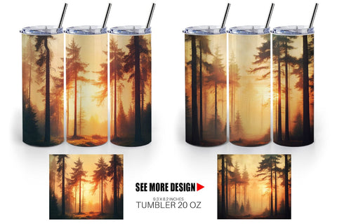 Tumbler Wrap Vintage Forest Sunset Sublimation artnoy 
