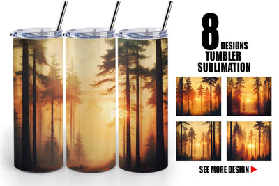 Tumbler Wrap Vintage Forest Sunset Sublimation artnoy 