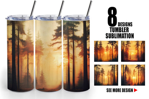 Tumbler Wrap Vintage Forest Sunset Sublimation artnoy 