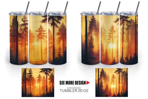 Tumbler Wrap Vintage Forest Sunset Sublimation artnoy 