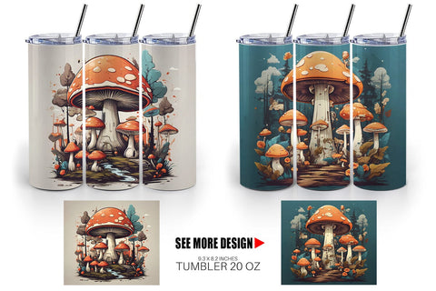 Tumbler Wrap Vintage Mushroom Forest Sublimation artnoy 