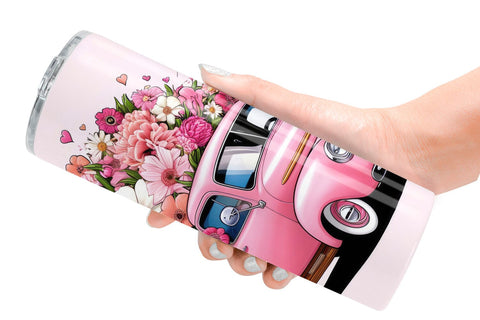 Tumbler Wrap Vintage Pink Trucks Sublimation artnoy 