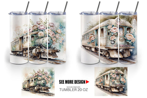 Tumbler Wrap Vintage Train Sublimation artnoy 
