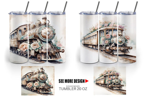 Tumbler Wrap Vintage Train Sublimation artnoy 