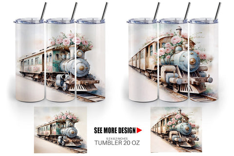 Tumbler Wrap Vintage Train Sublimation artnoy 