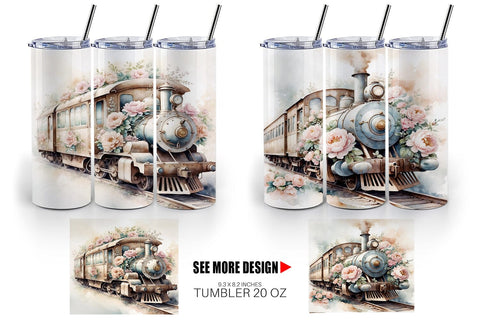 Tumbler Wrap Vintage Train Sublimation artnoy 