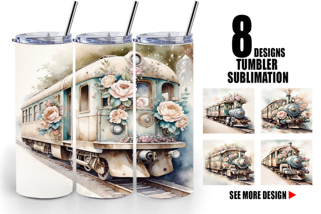 Tumbler Wrap Vintage Train Sublimation artnoy 