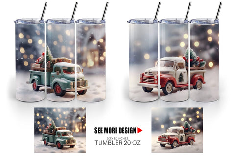 Tumbler Wrap Vintage Truck Christmas Sublimation artnoy 