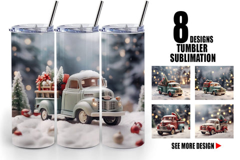 Tumbler Wrap Vintage Truck Christmas Sublimation artnoy 
