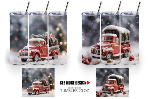 Tumbler Wrap Vintage Truck Christmas Sublimation artnoy 