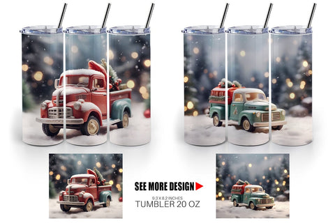 Tumbler Wrap Vintage Truck Christmas Sublimation artnoy 