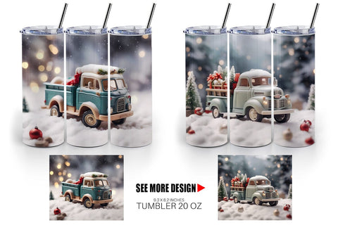 Tumbler Wrap Vintage Truck Christmas Sublimation artnoy 