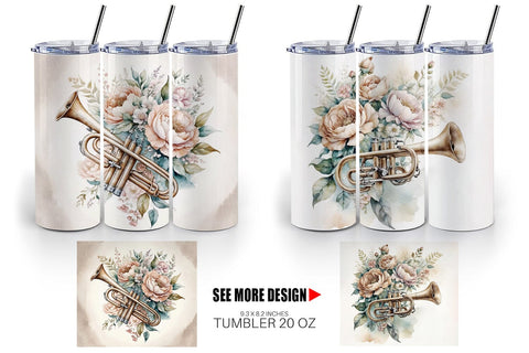 Tumbler Wrap Vintage Trumpet Sublimation artnoy 