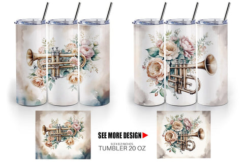 Tumbler Wrap Vintage Trumpet Sublimation artnoy 