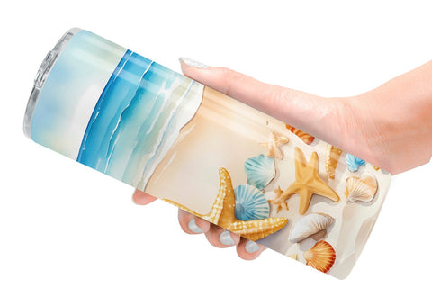 Tumbler Wrap Watercolor Beach Summer Sublimation artnoy 