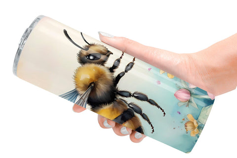 Tumbler Wrap Watercolor Bee Flowers Sublimation artnoy 