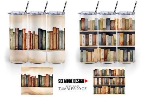 Tumbler Wrap Watercolor Books Sublimation artnoy 