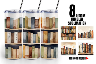Tumbler Wrap Watercolor Books Sublimation artnoy 